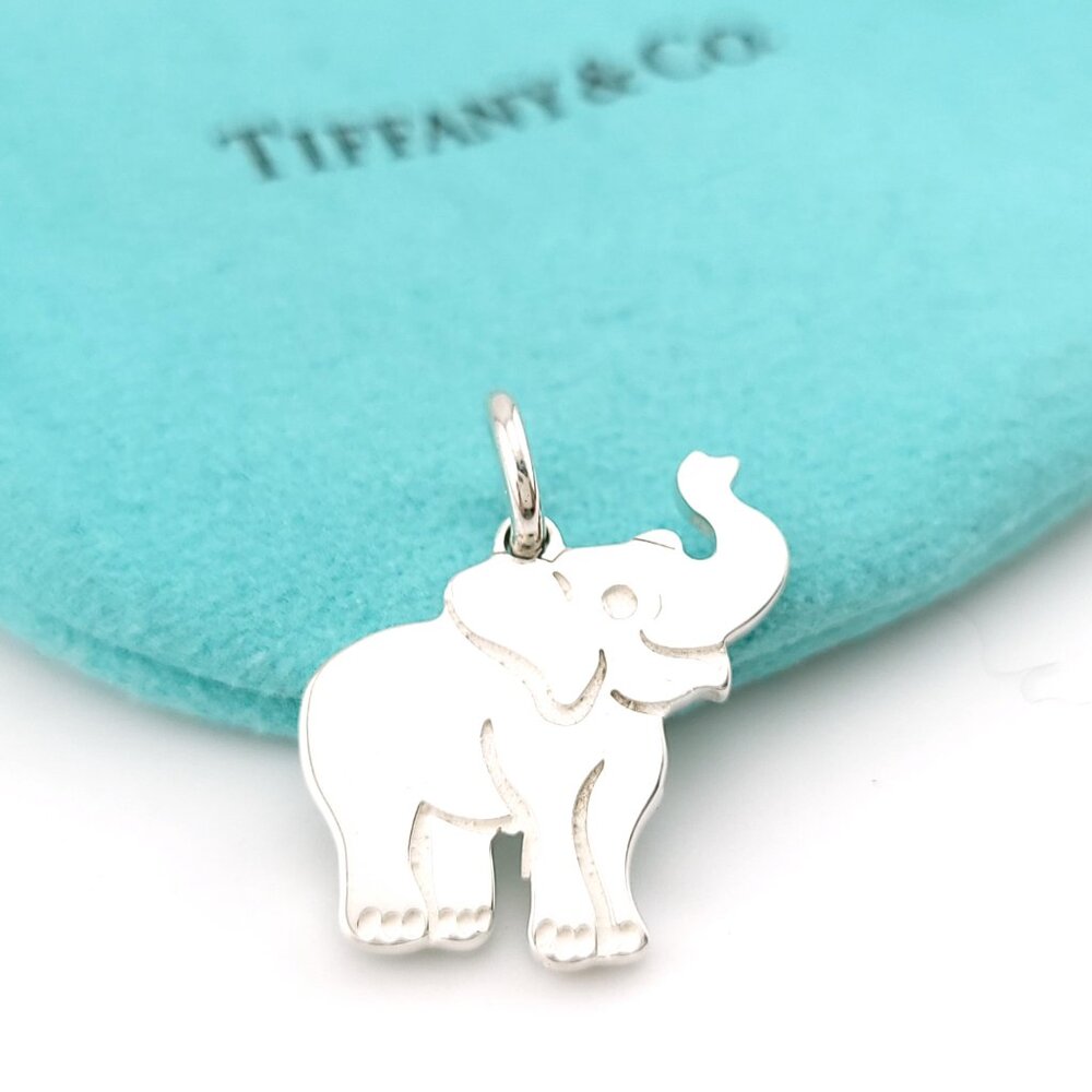 Vintage Tiffany & Co. Sterling Silver Elephant Never Forgets Charm Pendant Pouch